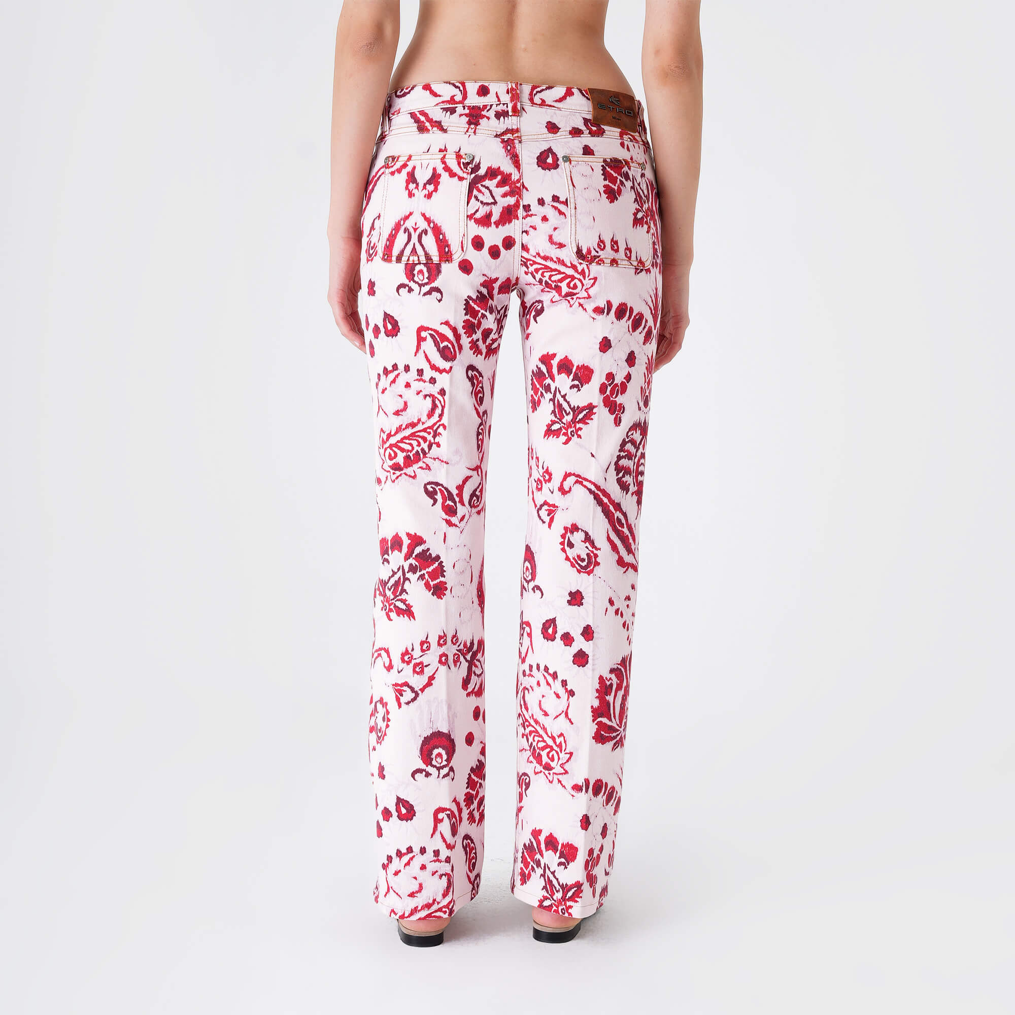 Etro - Pink&Red Paisley Print Cotton Pants